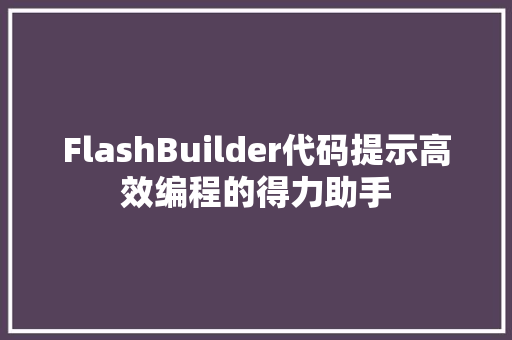 FlashBuilder代码提示高效编程的得力助手