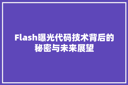 Flash曝光代码技术背后的秘密与未来展望