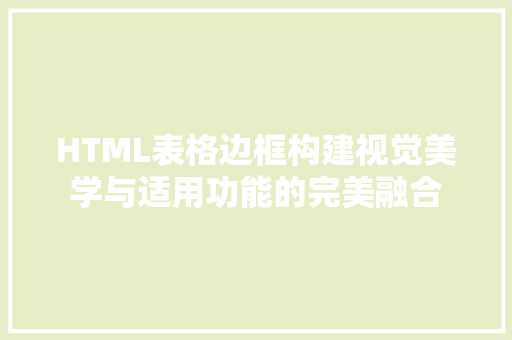 HTML表格边框构建视觉美学与适用功能的完美融合