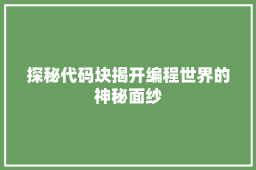 探秘代码块揭开编程世界的神秘面纱