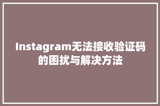 Instagram无法接收验证码的困扰与解决方法