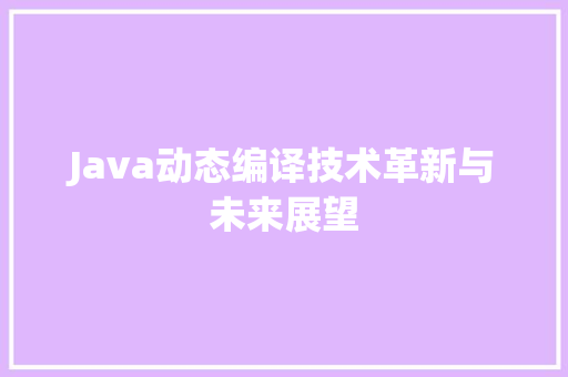 Java动态编译技术革新与未来展望