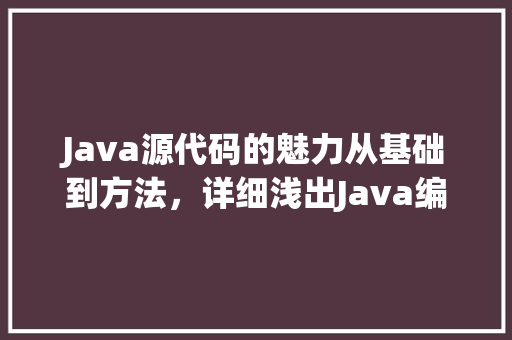 Java源代码的魅力从基础到方法，详细浅出Java编程艺术
