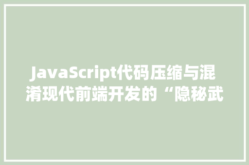 JavaScript代码压缩与混淆现代前端开发的“隐秘武器”