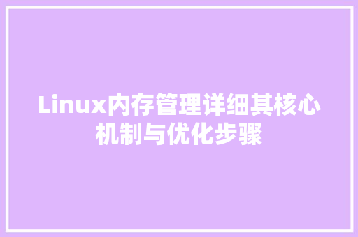 Linux内存管理详细其核心机制与优化步骤