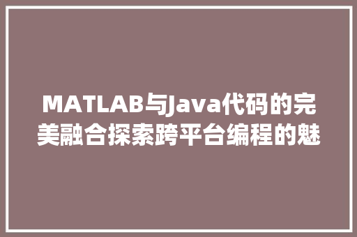 MATLAB与Java代码的完美融合探索跨平台编程的魅力