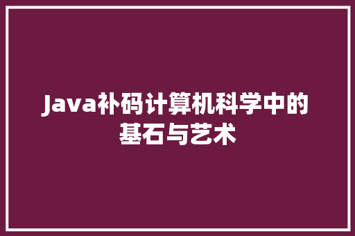 Java补码计算机科学中的基石与艺术
