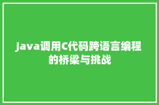 Java调用C代码跨语言编程的桥梁与挑战