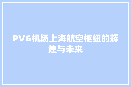 PVG机场上海航空枢纽的辉煌与未来