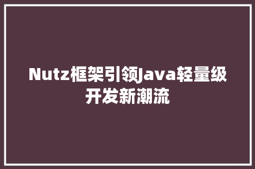 Nutz框架引领Java轻量级开发新潮流