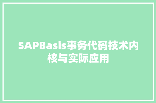 SAPBasis事务代码技术内核与实际应用  第1张