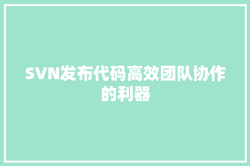 SVN发布代码高效团队协作的利器