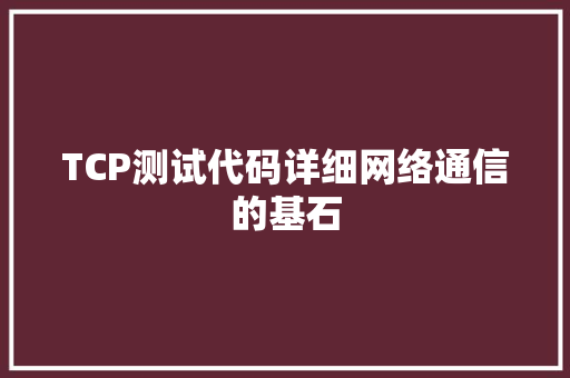 TCP测试代码详细网络通信的基石