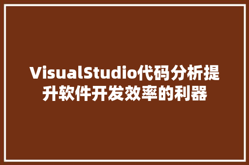 VisualStudio代码分析提升软件开发效率的利器