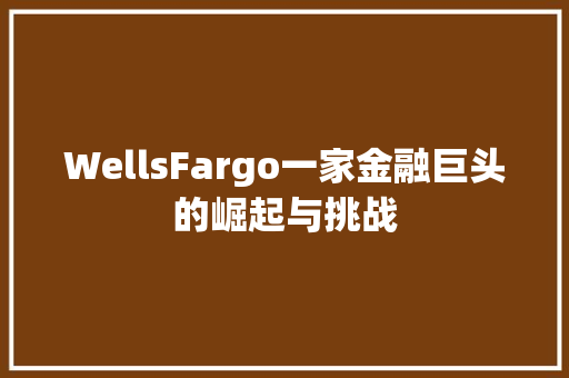 WellsFargo一家金融巨头的崛起与挑战