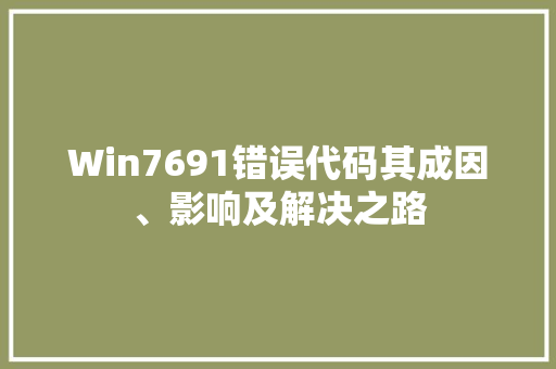 Win7691错误代码其成因、影响及解决之路