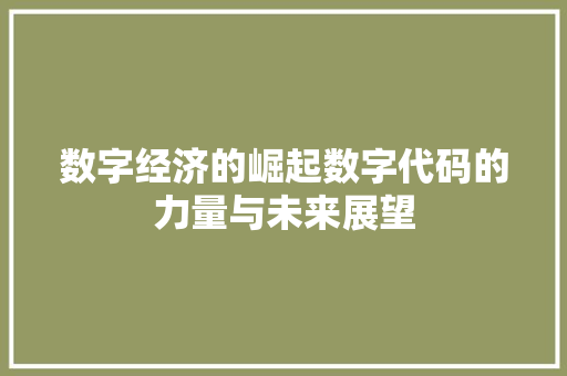 数字经济的崛起数字代码的力量与未来展望