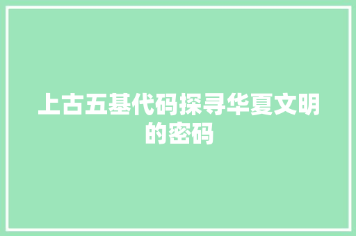 上古五基代码探寻华夏文明的密码