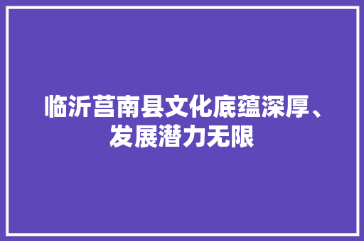 临沂莒南县文化底蕴深厚、发展潜力无限