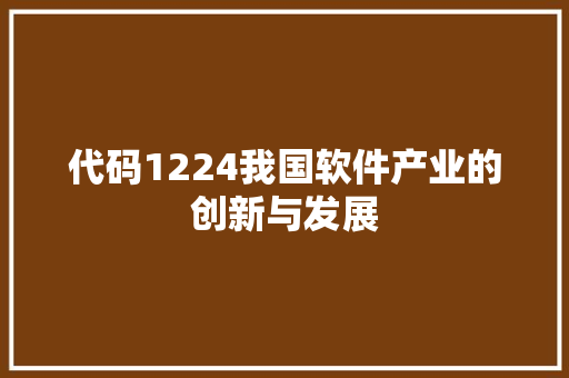 代码1224我国软件产业的创新与发展