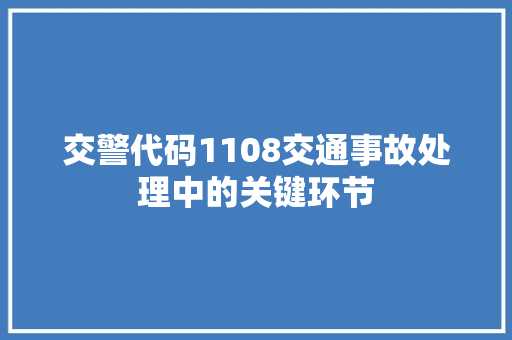 交警代码1108交通事故处理中的关键环节
