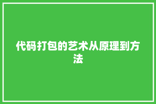 代码打包的艺术从原理到方法