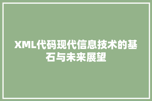 XML代码现代信息技术的基石与未来展望