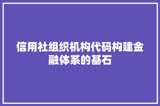 信用社组织机构代码构建金融体系的基石