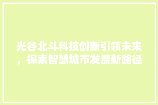 光谷北斗科技创新引领未来，探索智慧城市发展新路径