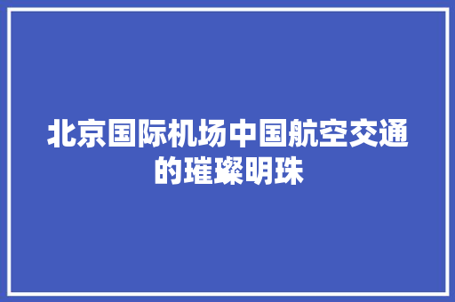 北京国际机场中国航空交通的璀璨明珠
