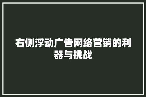 右侧浮动广告网络营销的利器与挑战