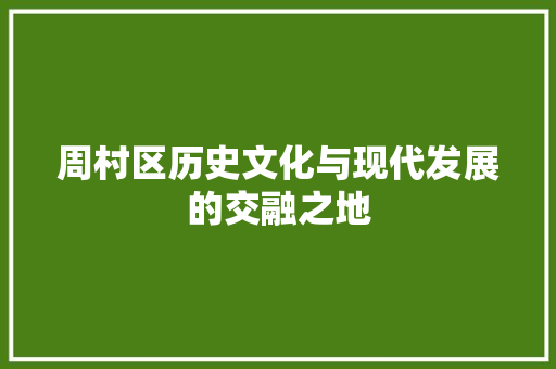 周村区历史文化与现代发展的交融之地