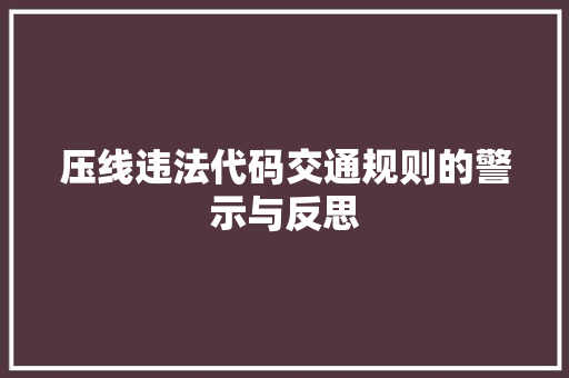 压线违法代码交通规则的警示与反思