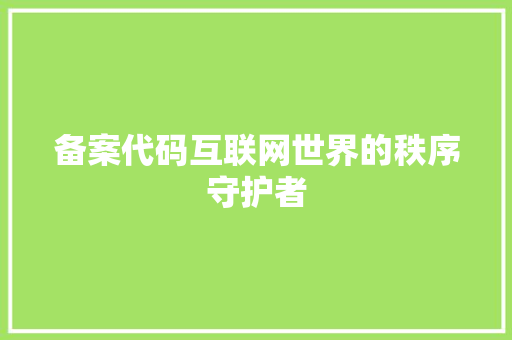 备案代码互联网世界的秩序守护者