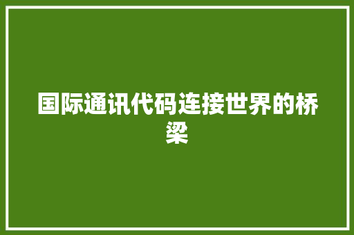 国际通讯代码连接世界的桥梁