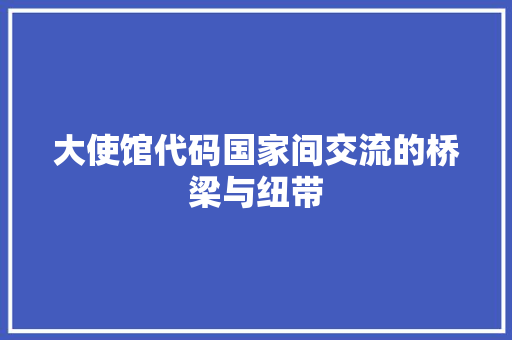 大使馆代码国家间交流的桥梁与纽带