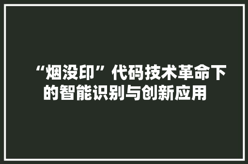 “烟没印”代码技术革命下的智能识别与创新应用