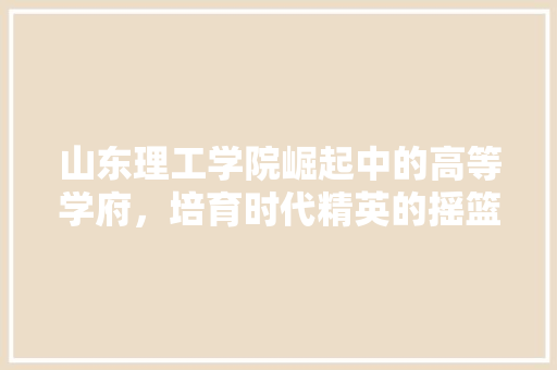 山东理工学院崛起中的高等学府，培育时代精英的摇篮