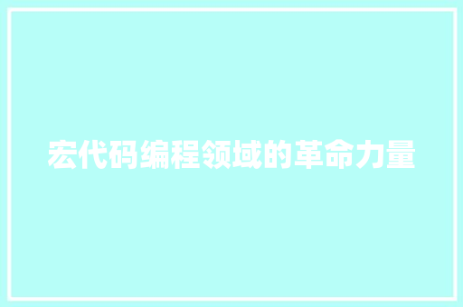 宏代码编程领域的革命力量