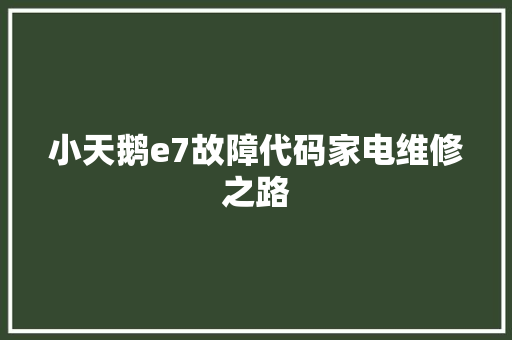 小天鹅e7故障代码家电维修之路