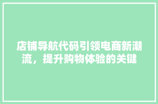 店铺导航代码引领电商新潮流，提升购物体验的关键  第1张