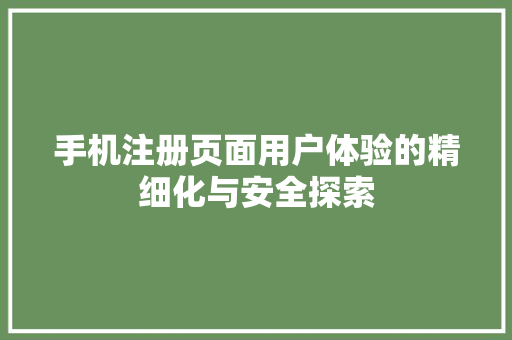 手机注册页面用户体验的精细化与安全探索  第1张
