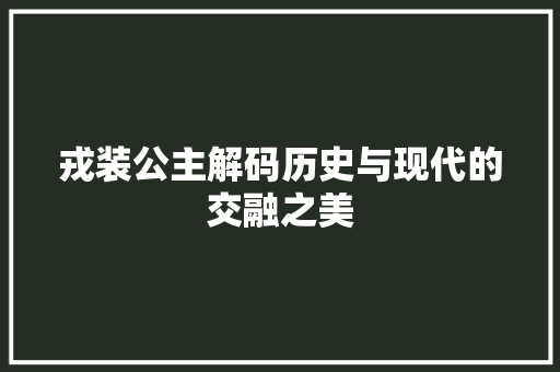 戎装公主解码历史与现代的交融之美