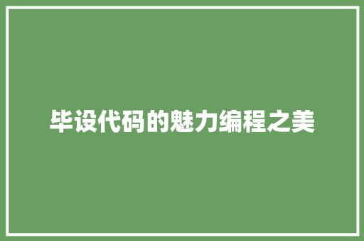 毕设代码的魅力编程之美