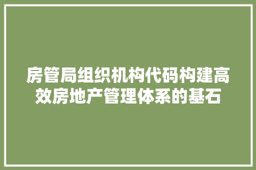 房管局组织机构代码构建高效房地产管理体系的基石