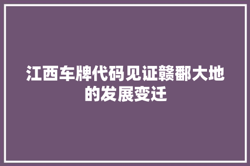 江西车牌代码见证赣鄱大地的发展变迁