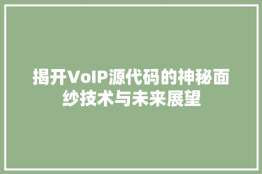 揭开VoIP源代码的神秘面纱技术与未来展望