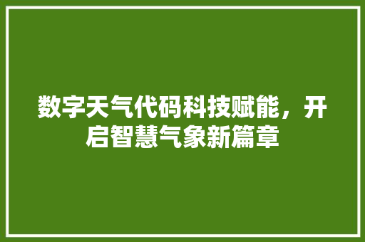数字天气代码科技赋能，开启智慧气象新篇章