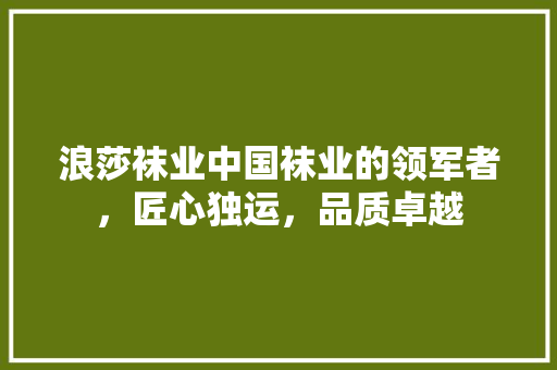 浪莎袜业中国袜业的领军者，匠心独运，品质卓越