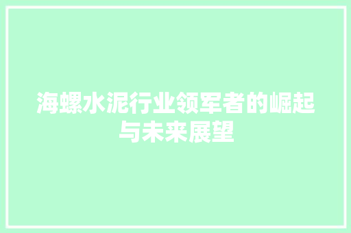 海螺水泥行业领军者的崛起与未来展望